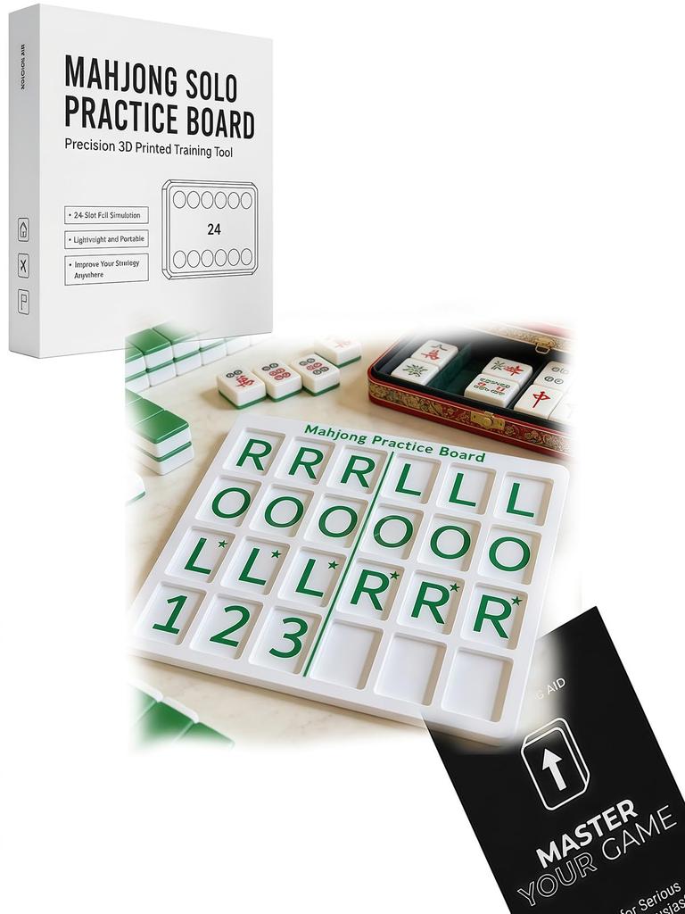 Mahjong Solo Practice Board, Compatible with American Mahjong Tiles with 24 Slots, 3D Printed Portable Mahjong Practice Board for Strategy Training