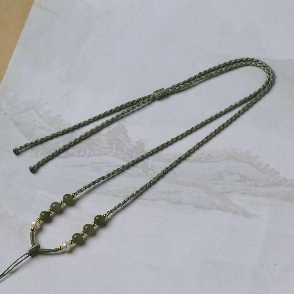 Handmade Hetian Jade Pendant Necklace with Adjustable Lanyard