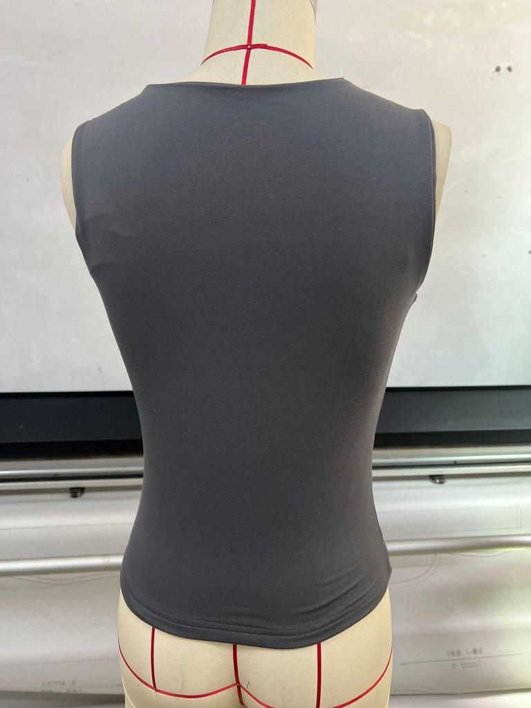 2025 European & American Women's Square Neck Slim Sleeveless Fashion Vest