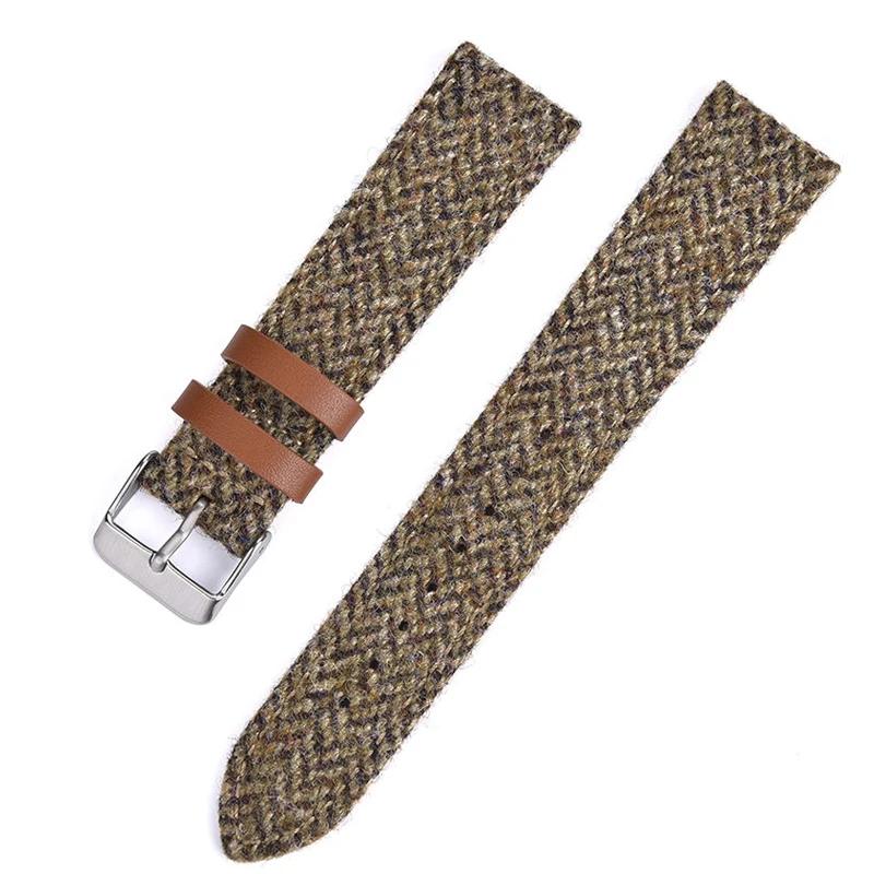 

20mm 18mm 22mm Genuine Leather Watchband Vintage Nylon Bracelet for Rolex Quick Release Retro Weave Wrist Strap for Seiko Belt 22mm хакі