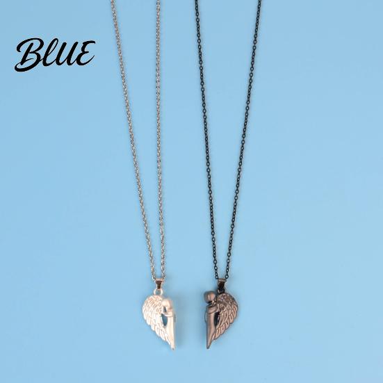 Ensemble Collier Pendentif Cœur d'Ange 1 Collier assortis pour Couple Magnétique