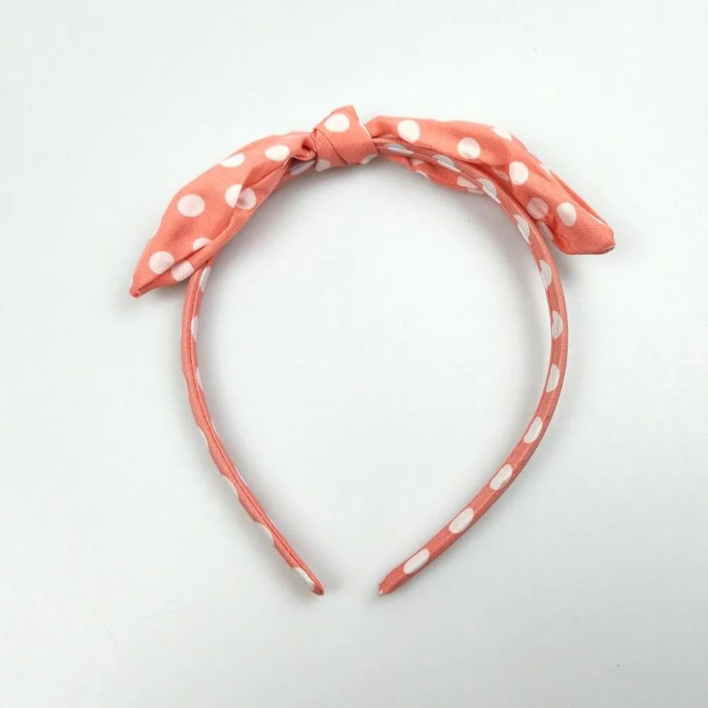 Polka Dot Hairband Ribbon Pink Headband