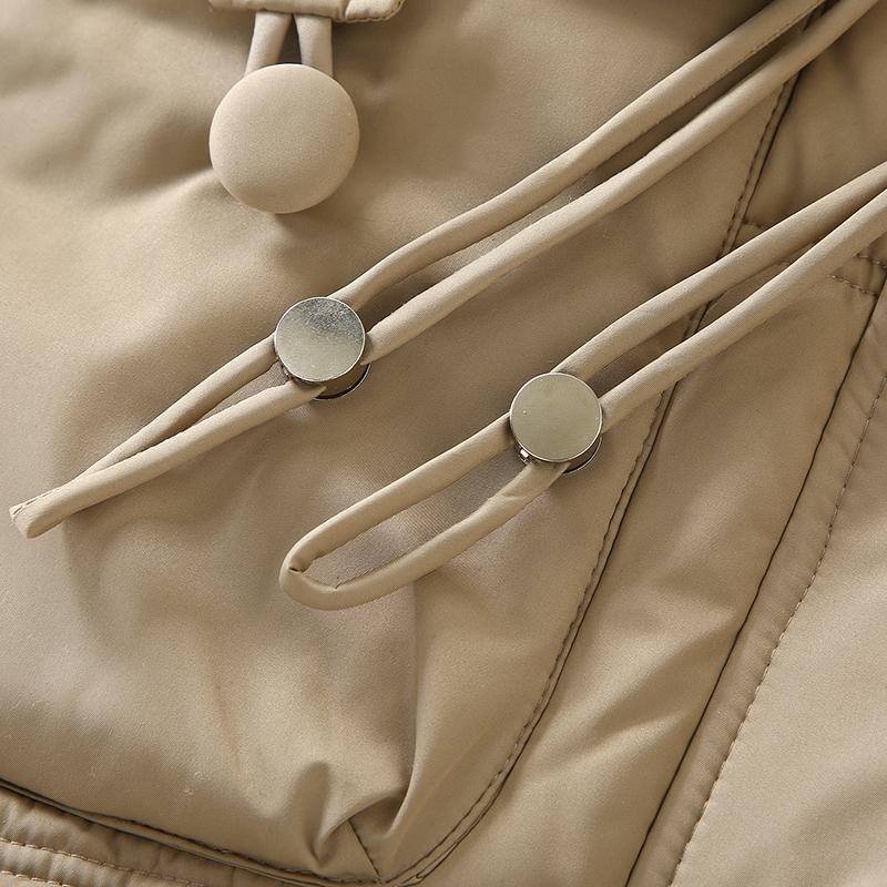 Jesień Zima Pogrubiona Ciepła Parka Kobiety Casual Słodki Jednolity Kolor Duża Kieszeń Luźny Płaszcz z Kapturem Kurtki Odzież Wierzchnia