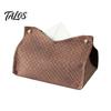Space Saving Bedroom Storage Bag PU Leather Tissue Box Holder, with Snap Design, Portable Foldable Decorative Balcony Napkin Facial Paper Organizer