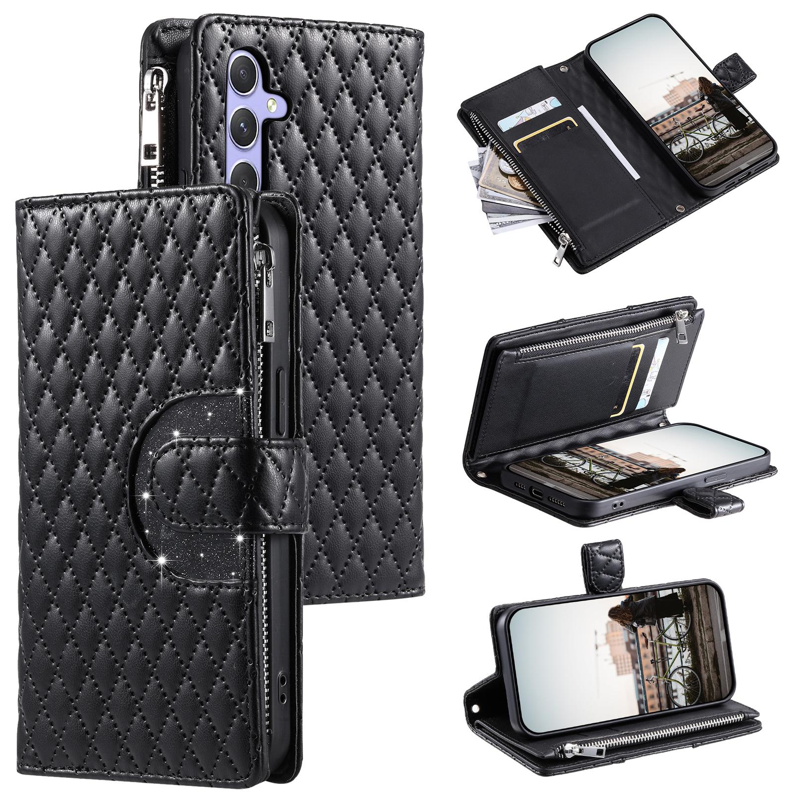 

Чехол Style 012 для Samsung Galaxy A56 5G с карманом на молнии, блестящая кожаная крышка для телефона A