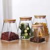 4pcs Glass Storage Jar Set High Borosilicate Glass Canisters for Food Clear Containers with Wooden Lids Kitchen Organizers