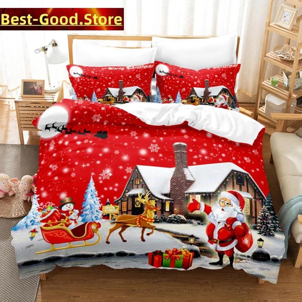 3D Christmas Quilt Cover Bedding Set Duvet Comforter Pillow Case Bed Linens Twin Queen King Double Full Single Bedroom