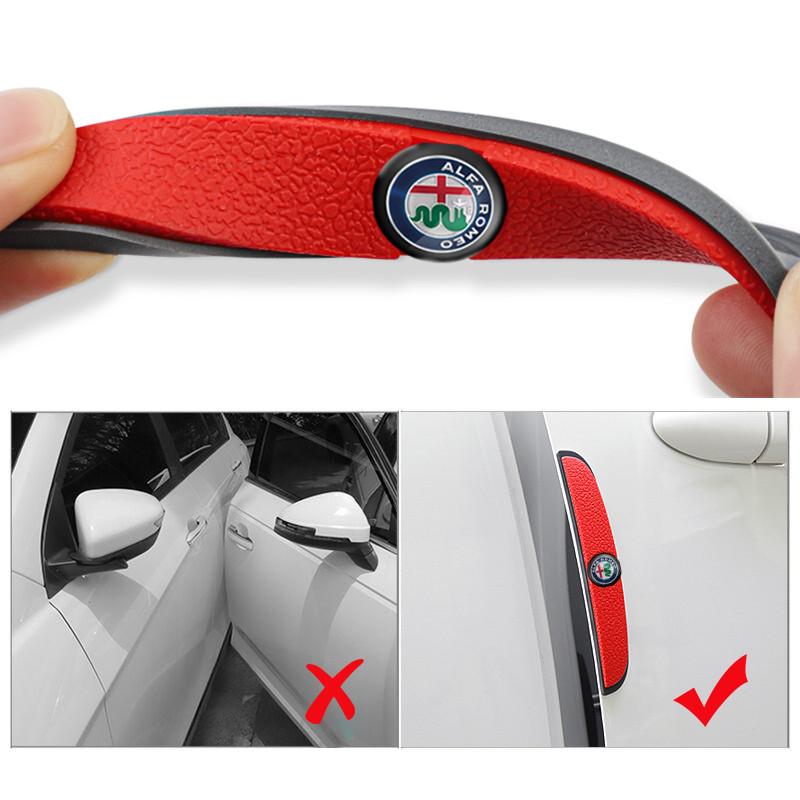 ZHA3 4PCS  Rubber Anti Collision Strip Car Door Rearview Mirror Protector Stickers For Alfa Romeo 4C 159 Spider Giulia Giulietta 156