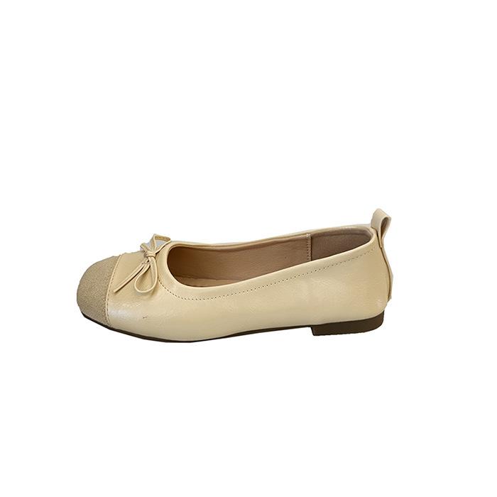 Beige high-end British style flat-bottomed ballet women's shoes 2025 new summer skirt versatile Mary Jane single shoes