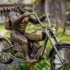No Battery Wind Spinner Garden for Outside Big Foot Riding Motorcycle/Truck/Airplane Metal Rotatable Colorful Yard Windmill with Stake Retro Courtyard