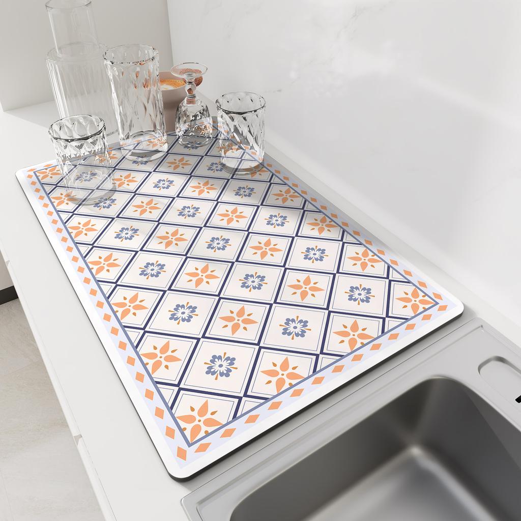 Super Absorbent Kitchen Dish Drying Mats Non-slip Coffee Drain Pad Quick Dry Tableware Kitchen Faucet Placemat Dinnerware