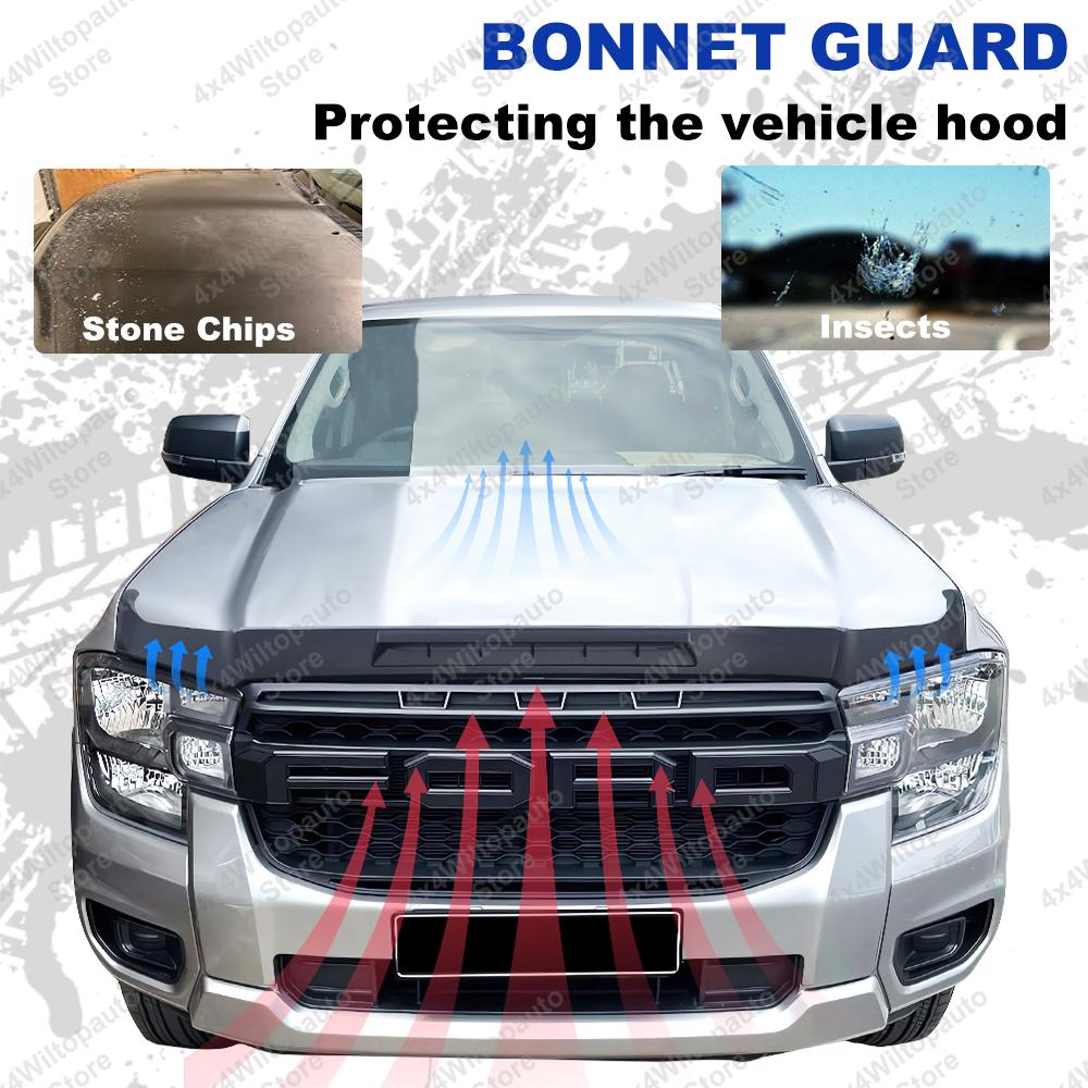Bonnet Guard Bug Shield Hood For Ford Ranger T9 2025 2025 XLT XLS XL Raptor Wildtrak Bug Deflector Car Exterior Accessories