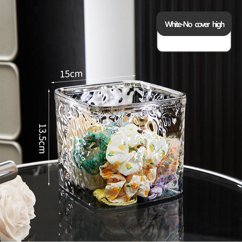 Hair Accessories Organizer Clear Hair Tie Organizer with Lid Desktop Storage Box Multifunctional for Laundry Pods Cotton Swab