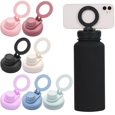 Double Vacuum Insulated Bottle Lid with Phone Holder Leak Proof Insulated Bottle Lid Thermal Water Cup Lid for Outdoor Sports