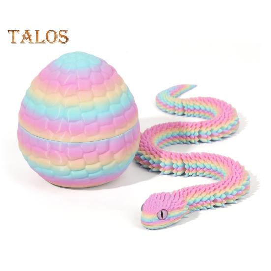 1 Set 3D Printed Snake Egg Figurine Movable Joints Snake Eggshell Figure Fidget Toy Snake Egg with Articulated Snake Inside Desktop Decoration