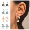 Star Merry Christmas Earrings Rhinestone Christmas Tree Earrings Xmas Dangle Earrings  Christmas