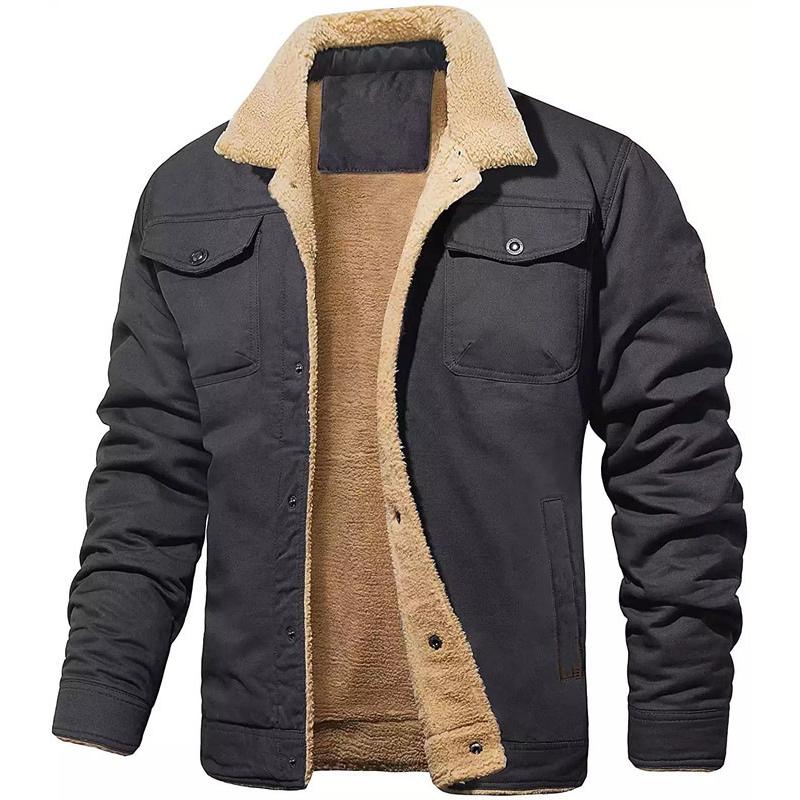 Men's Autumn and Winter Plus Velvet Jacket Cotton Workwear Casual Men's Top Coat