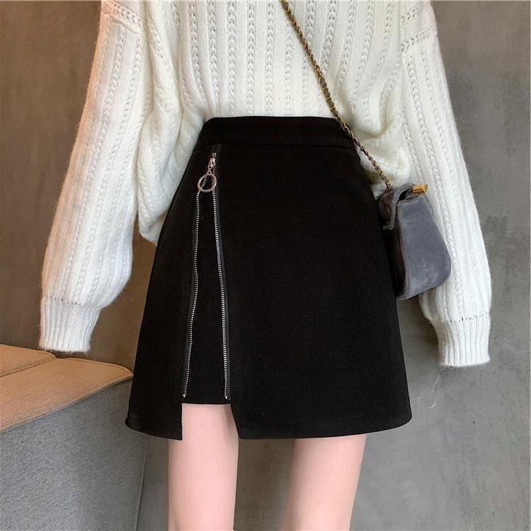 

Women s Petite High-Waist A-Line Black Wool Midi Skirt for Autumn/Winter Extra Small чёрный