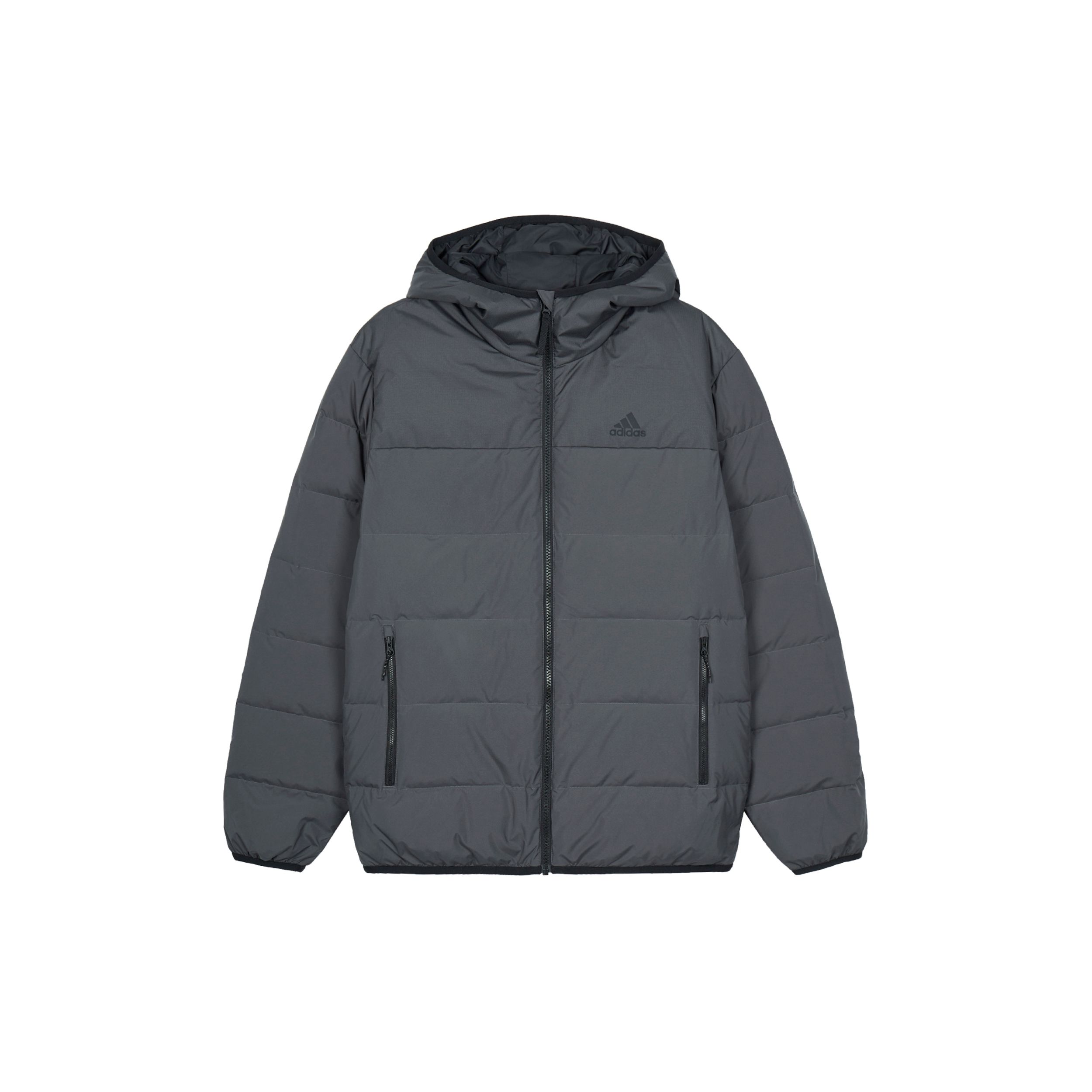 Adidas Logo Print Zip Hooded Down Jacket Unisex Grey HZ2594 XS