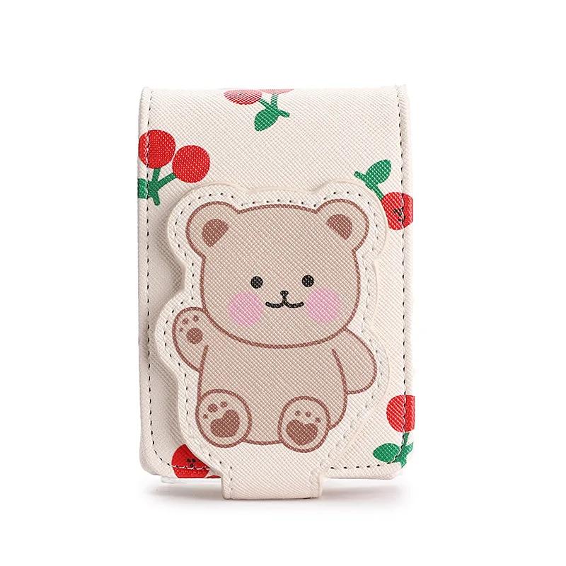 

Портативная косметичка для губной помады с зеркалом, сумка для помады в виде медвежонка, сумка для хранения блеска для губ в виде медведя, косметичка, футляр для косметики