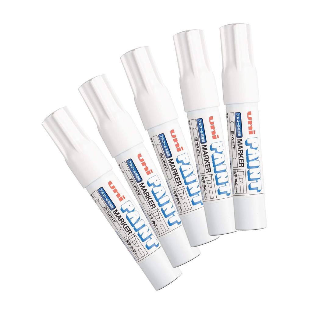 Mitsubishi Pencil Uni Alcohol Paint Markers, Bold, White, 5-Pack, PXA300.1