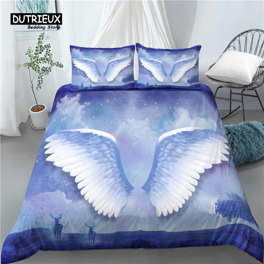 

Главная Жизнь Роскошь 3D Крылья Ангела Принт 2/3 шт Удобный Пододеяльник Наволочка Постельное белье Комплекты Queen и King Размер EU/US/AU EU single(135x200cm)