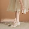 French Pearl Rhinestone High Heels New Main Wedding Dress Bridal Shoes Temperament Pointed Thin Heels Not Tired Feet Single Shoes