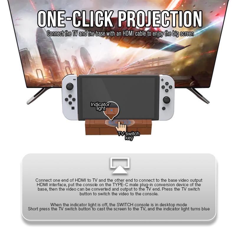 HS-SW500 For Nintendo Switch/Switch OLED Video Converter Dock Station with RJ45+USB+HD+Type-C