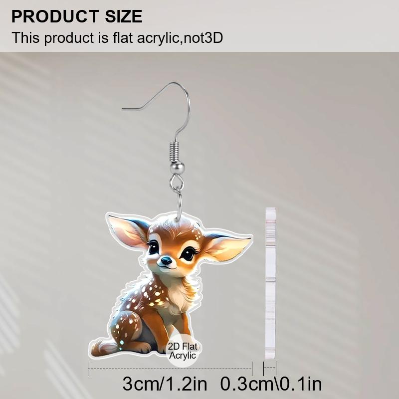 2D Flache Lieblicher Hirsch Hängeohrringe Geometrische Leichte Ohrringe Vintage Hängeohrring Modisches Statement Acryl-Ohrring