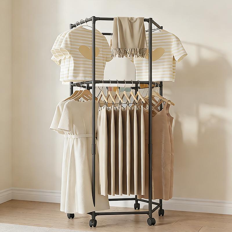 Sechseckiger Drehbarer Boden-Kleiderständer Studentenwohnheim Mantelständer Ständer Innen-Trockenständer Beweglicher Kleiderorganisator Hutständer