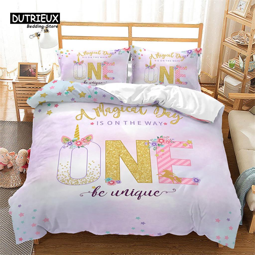 Cartoon Duvet Cover Mermaid Comforter Cover Microfiber Unicorn Animal Bedding Set King For Kids Girls Teens Kawaii Bedroom Decor