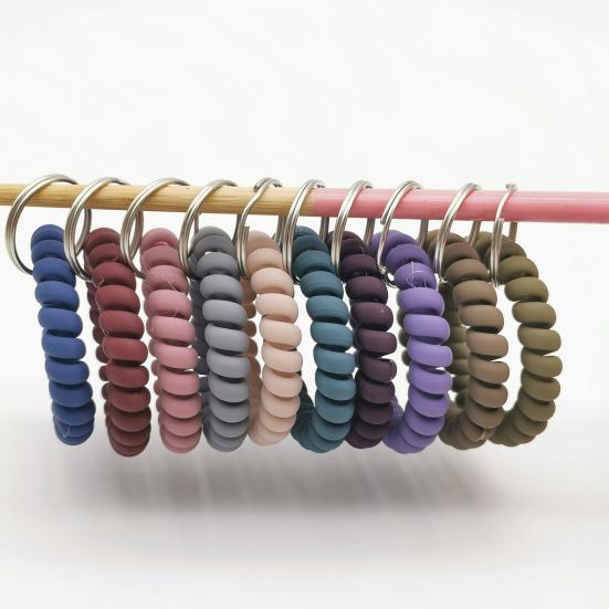 5 Stück Armband-Schlüsselanhänger Umweltfreundlicher Dehnbarer Kunststoff Flexibles Spiral-Handgelenkband für Kinder