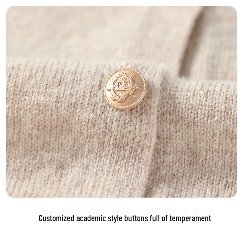 Navigare Girls' Elegant Wool Blend Round Neck Cardigan
