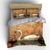Swan with Pink Floral Background Bedding Set for Kids Luxury Gift 3pcs Digital Print Comforter Set Soft Comfortable Breathable