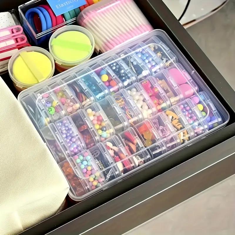 Durable Plastic Jewelry Storage Box with Multiple Compartments & Small Containers - Bead & Earring Suitable for DIY Jewelry