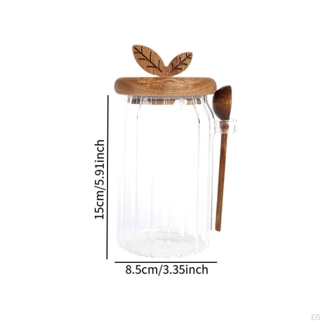 Airtight Glass Container with Wooden Lid for Food Storage