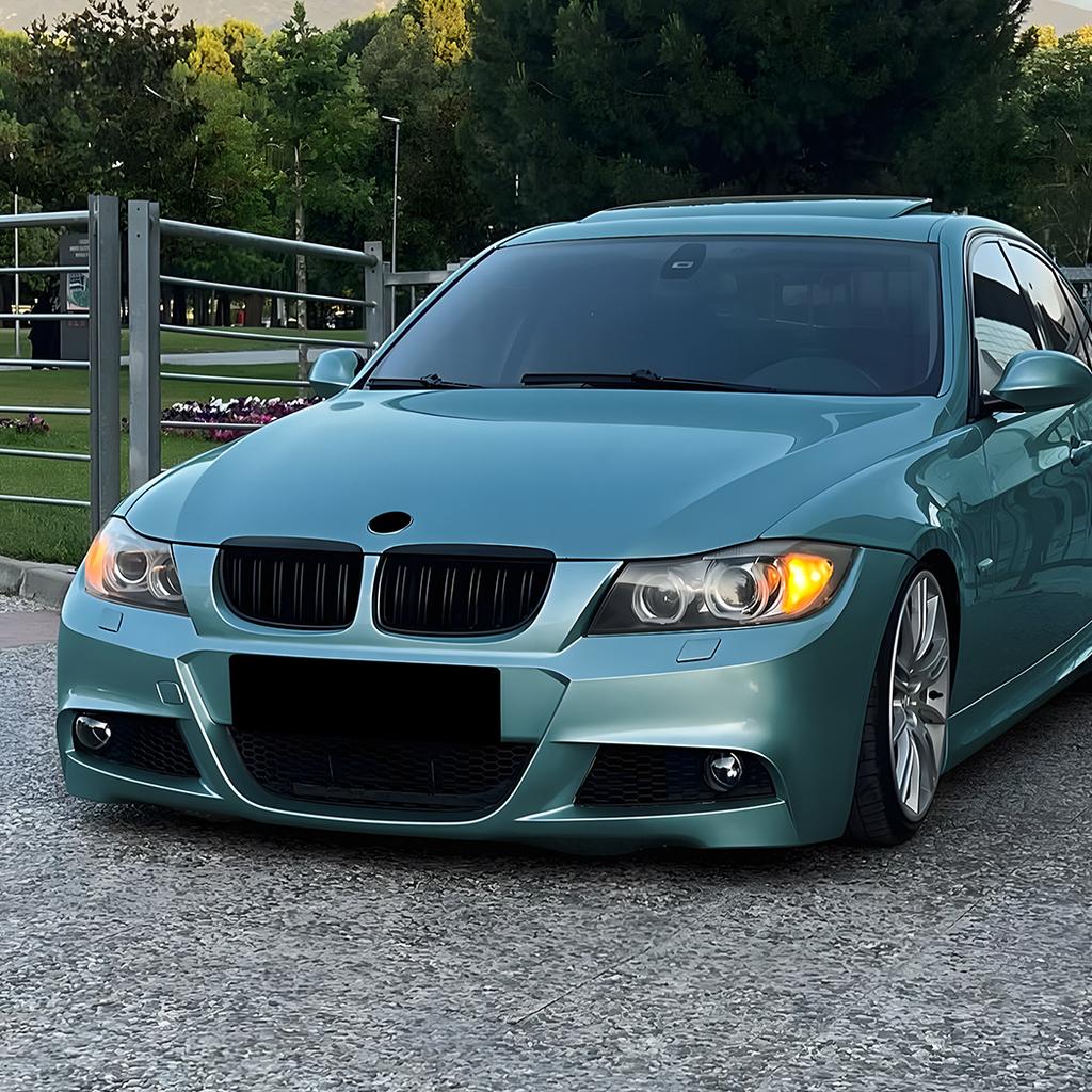 For BMW 3 Series E90 E91 2005-2008 Car Front Bumper Hood Grilles Single And Double Line Style Upper Racing Grills Accessory