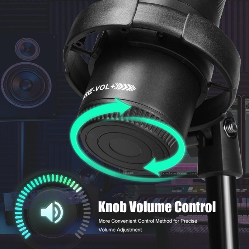 Professional Studio USB Microphone with Noise Reducing Filter for PC Streaming Gaming Video Singing Gaming Recording