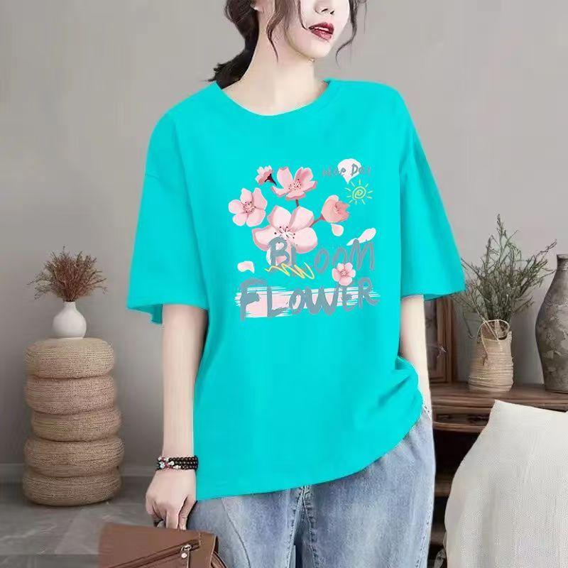 Summer New Cotton Casual Round Neck Women Trend Loose T-shirt