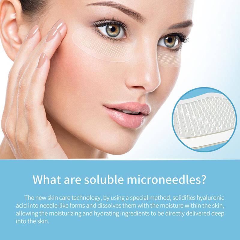 1/3Pairs Microneedle Eye Patches Mask Soluble Hyaluronic Acid Blemish Treatment Sticker 0.25mm Needle Length 2000 Microneedle