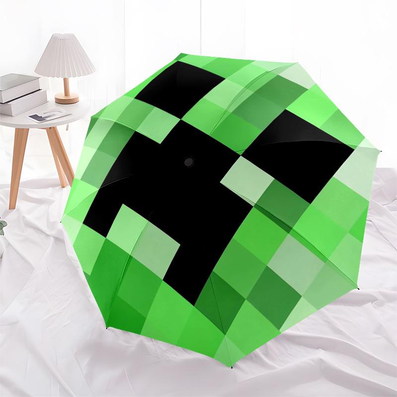 1pc My World Pixel Game, Creeper Themed High-quality Umbrella,Automatic Opening and Closing Umbrella,Multi-functional Umbrella G0811087