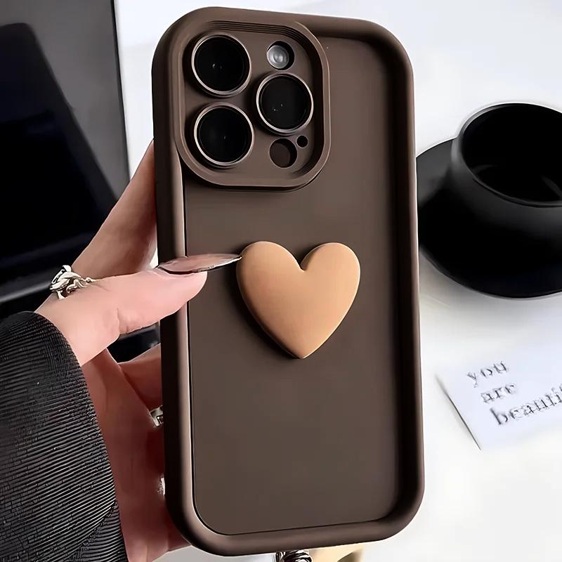 Милые чехлы для телефона с сердечками для iPhone 15 11 14 13 12 Pro Max Plus Силиконовый противоударный Кавайный чехол на заднюю панель для девочек Аксессуары для телефона