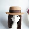 French Elegance Gradual Change Camel Color Matching Retro British Wool Woolen Flat Top Top Hat Women Autumn And Winter Felt Wide Brim Japanese