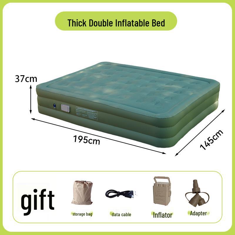 Elevated Flocked Inflatable Mattress with Built-in Pump and Moisture-Proof Pad