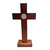 Wood Cross Ornament Standing Statue Art Statue Decoration Supplies for Dormitory Bedroom Party Background Decoration