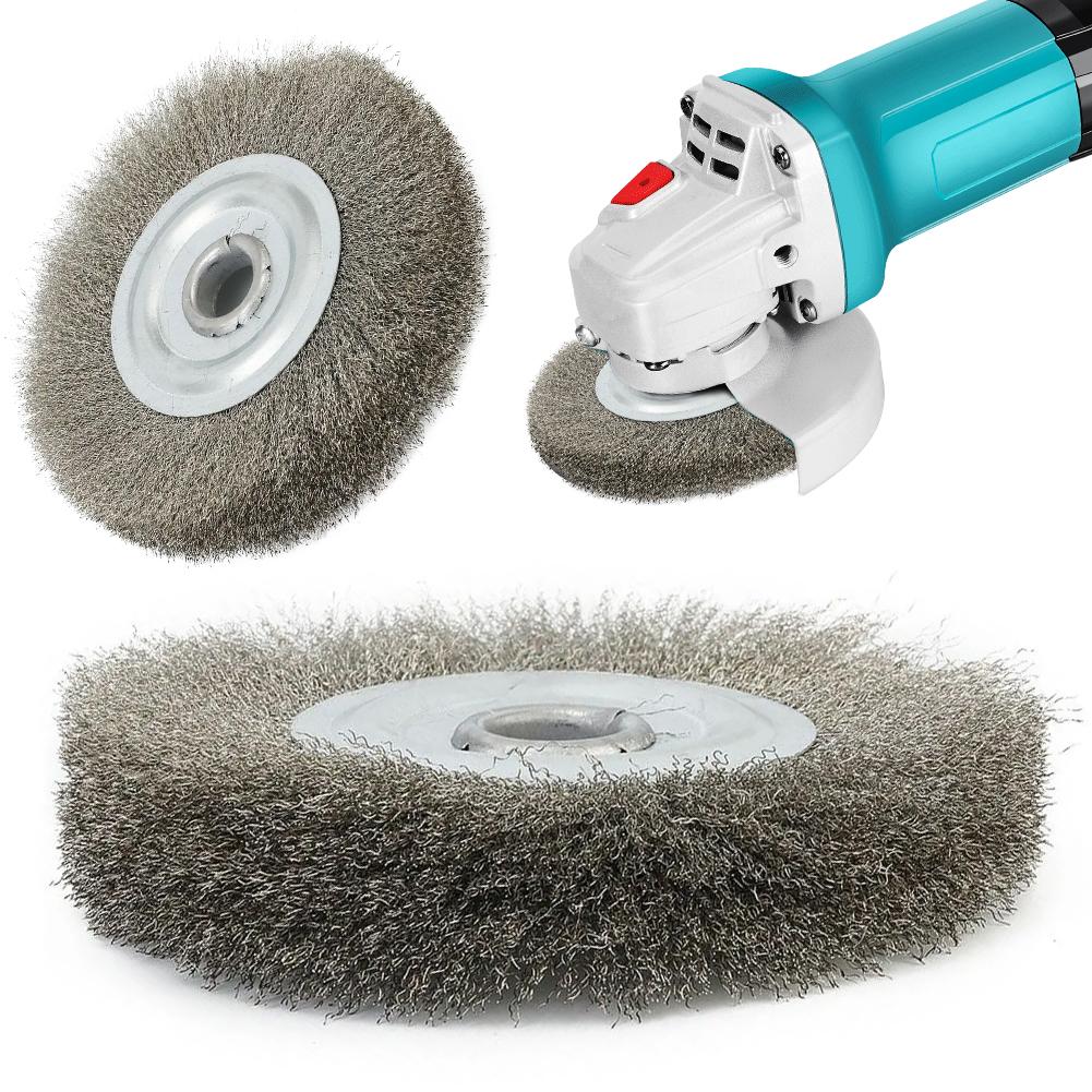 125mm Crimped Wheel Drill Brush Metal Derusting Stainless Steel Wheel Brush Crimped Wire Wheel Brush Polishing Rust Removal Tool