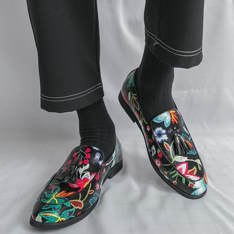 Fashion Men Shoes Casual Business Fringed Shoes Black Men One-foot Lightweight Breathable Office Fashion Shoes Banquet Shoes Sizes 38-46