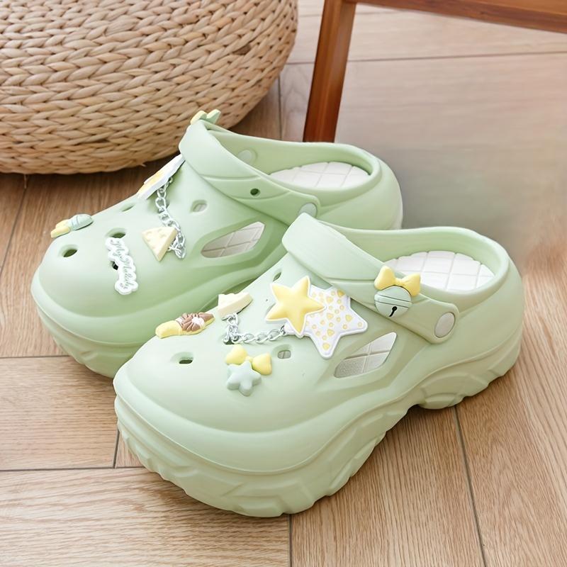 

Женские сандалии на амортизированной платформе - Дышащие пляжные туфли из ЭВА с небесными мотивами, Нескользящий дизайн с круглым носком для лета/повседневной носки 39-40 светло-зеленый