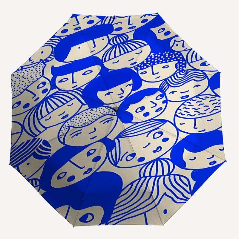 1pc faces pattern Automatic Open/Close Umbrella with Windproof, 8-Rib Sturdy Canopy, Durable Ribs, Fashionable Design1216A