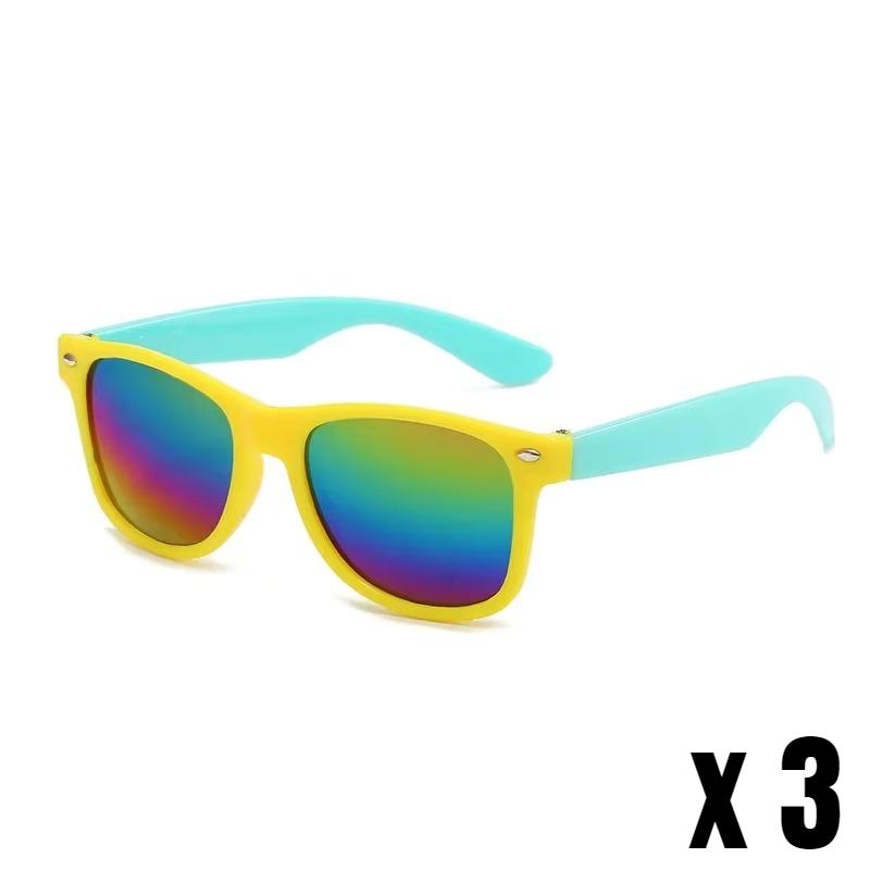 3PCS/Pack Boys Girls Contrasting Colors Square Sunglasses Eyewear Kids Summer Beach Outdoor UV Protection Sun Shades Eyeglasses